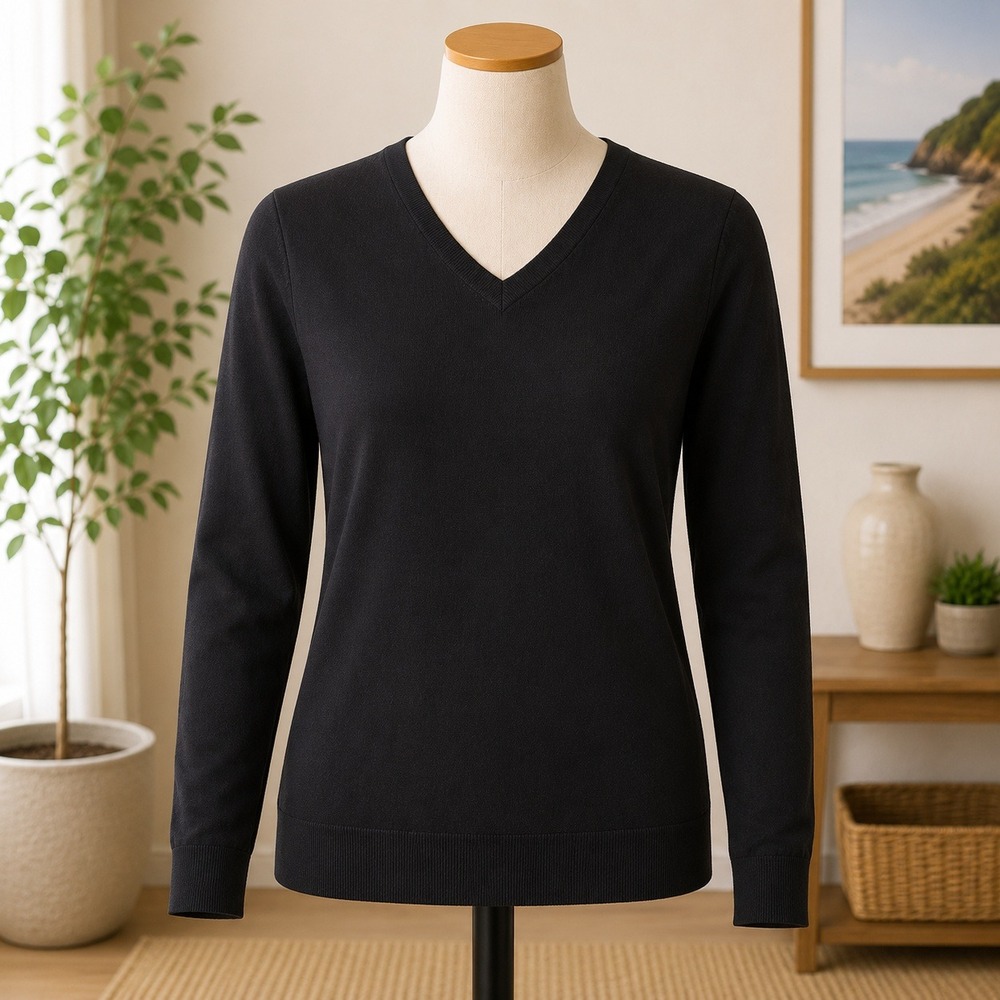 NWOT John Varvatos V-Neck Sweater Mens XXL Black Long Sleeve Fine Knit Pullover